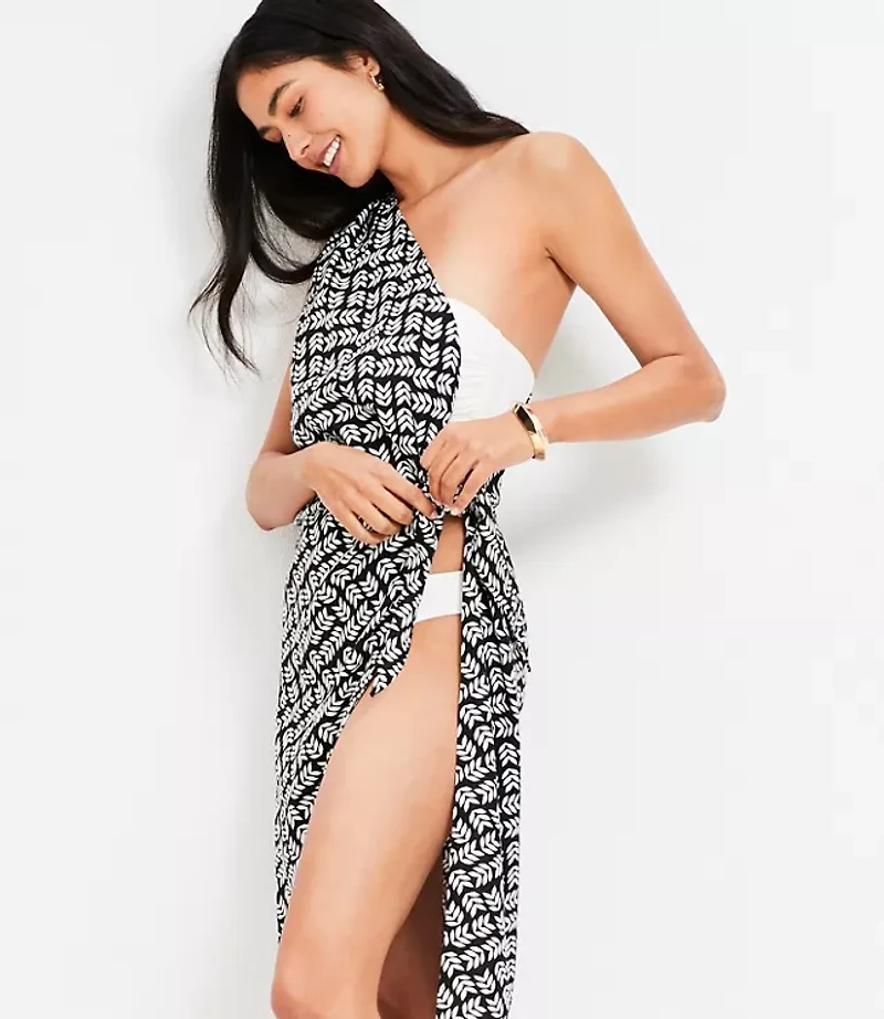 LOFT Beach Leafed One Shoulder Sarong Dress