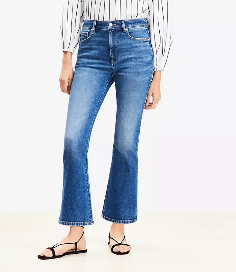 Petite High Rise Kick Crop Jeans Bright Medium Stone Wash
