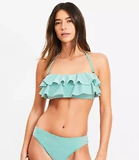 LOFT Beach Striped Ruffle Bandeau Bikini Top