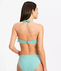 LOFT Beach Striped Ruffle Bandeau Bikini Top