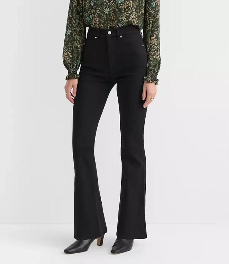 High Rise Slim Flare Jeans Jet Black Wash
