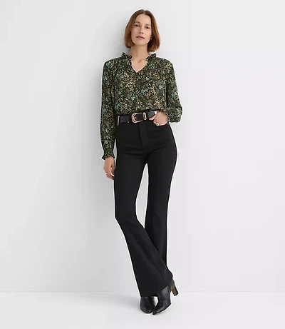 High Rise Slim Flare Jeans Jet Black Wash