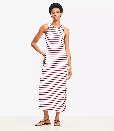 Petite Striped Racerback Midi Dress