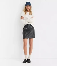 Faux Leather Moto Mini Skirt