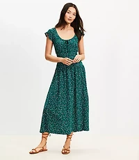 Petite Floral Smocked Flutter Midi Dress