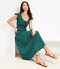 Petite Floral Smocked Flutter Midi Dress