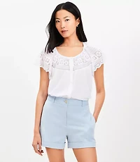 Lace Flutter Button Top