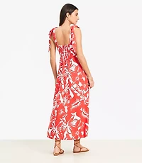 LOFT Beach Tropical Tie Strap Maxi Pocket Dress