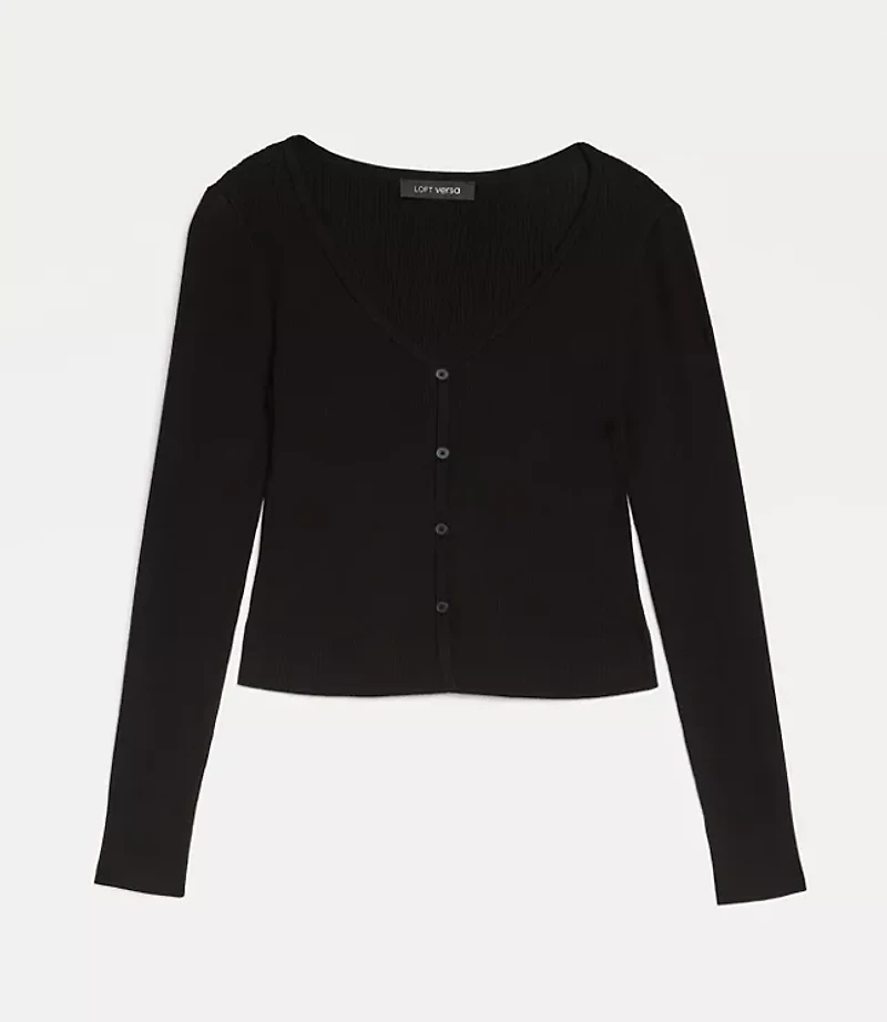 LOFT Versa Ribbed V-Neck Cardigan