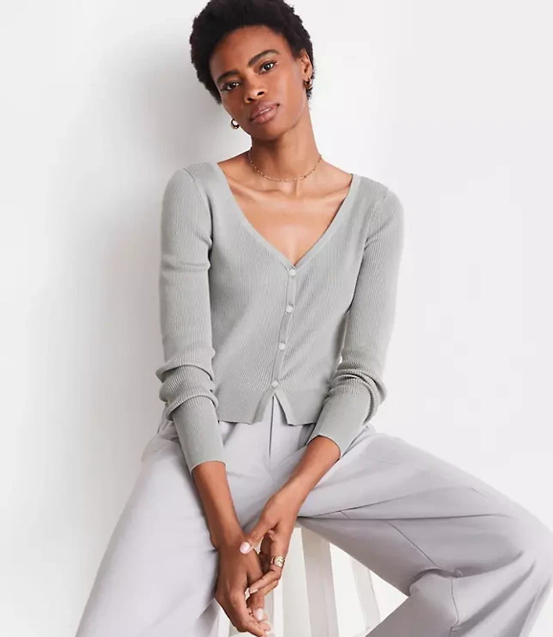LOFT Versa Ribbed V-Neck Cardigan