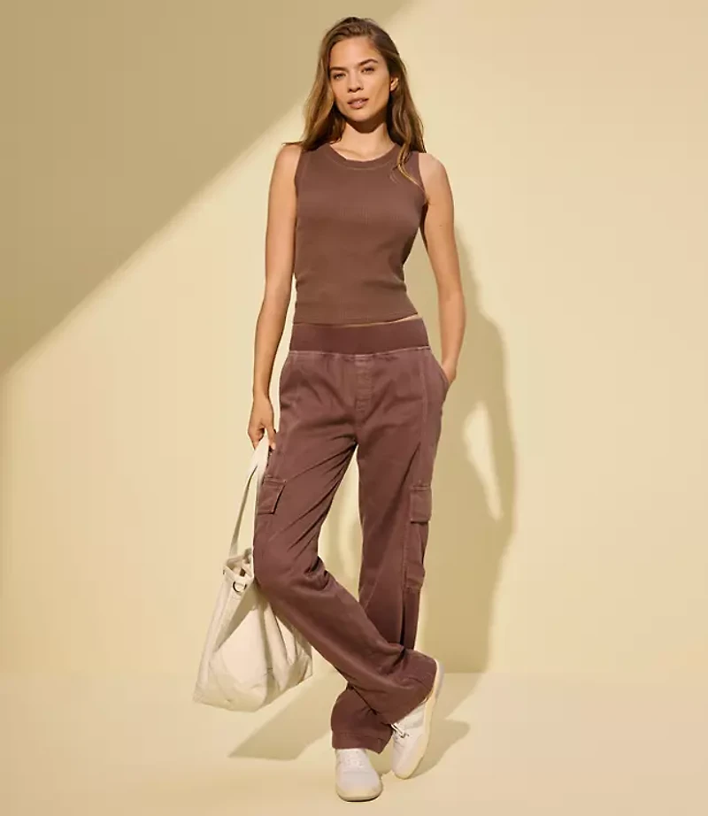 Lou & Grey Washed Twill Straight Leg Cargo Pants