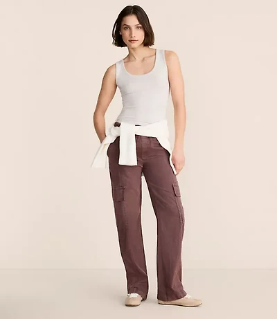 Lou & Grey Washed Twill Straight Leg Cargo Pants