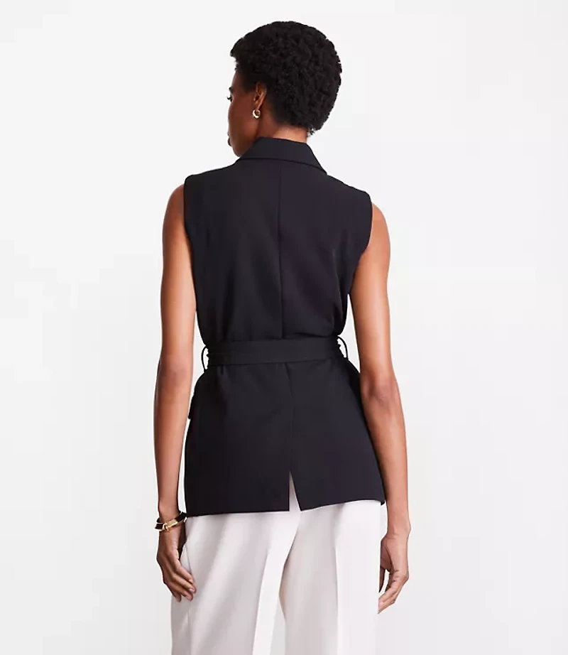LOFT Versa Crepe Drape Belted Blazer Vest