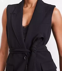 LOFT Versa Crepe Drape Belted Blazer Vest