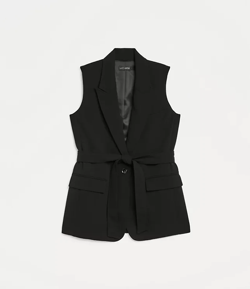 LOFT Versa Crepe Drape Belted Blazer Vest