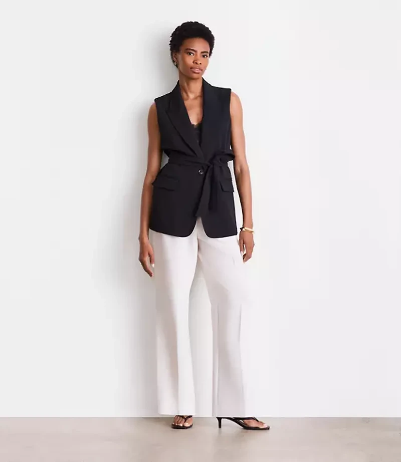 LOFT Versa Crepe Drape Belted Blazer Vest