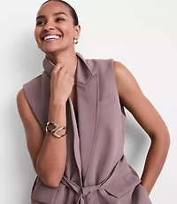 LOFT Versa Crepe Drape Belted Blazer Vest