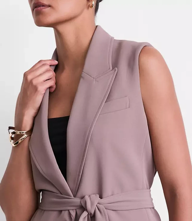 LOFT Versa Crepe Drape Belted Blazer Vest