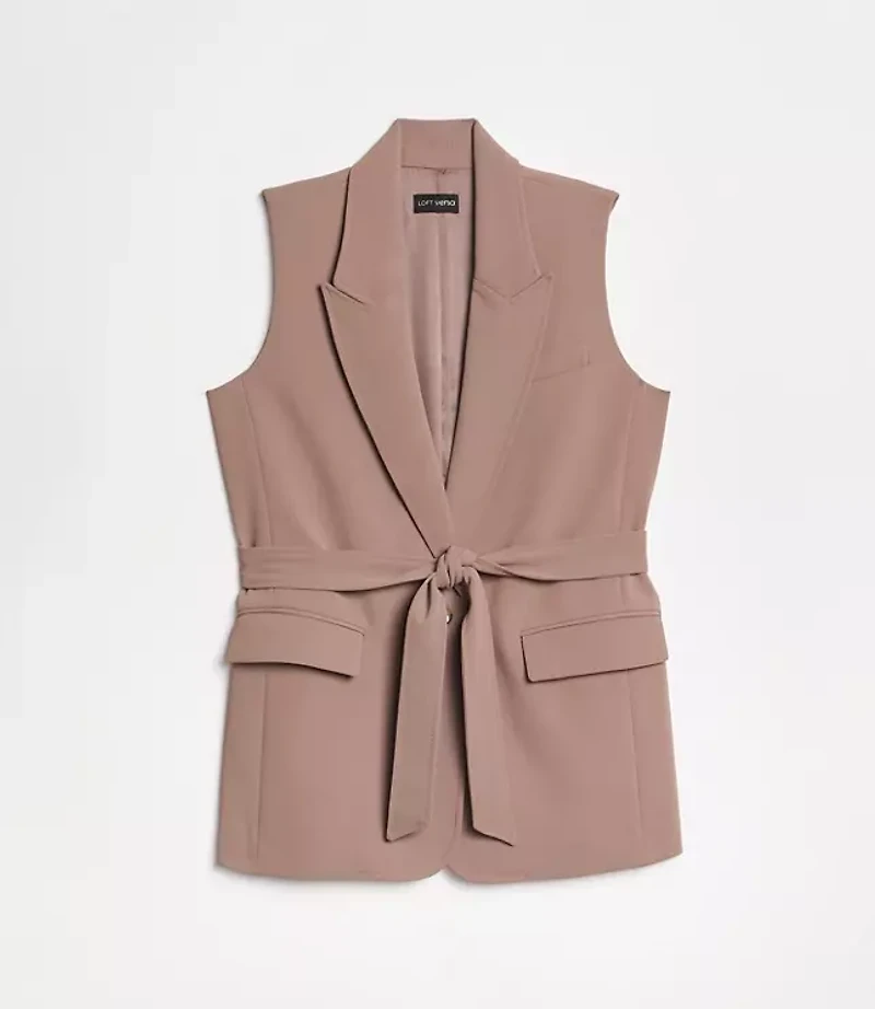 LOFT Versa Crepe Drape Belted Blazer Vest