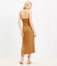 Petite Knotted Keyhole Midi Halter Dress