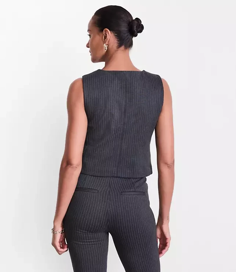 LOFT Versa Ponte Pocket Vest Pinstripe
