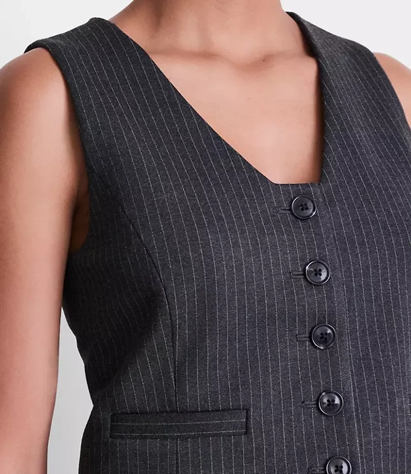 LOFT Versa Ponte Pocket Vest Pinstripe