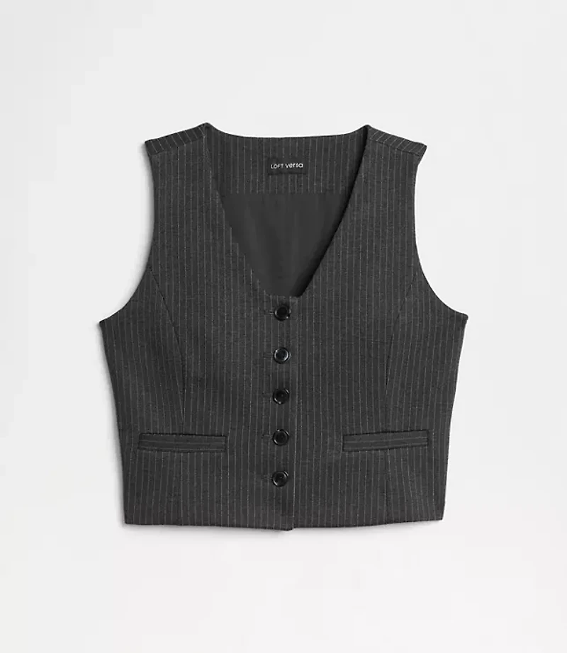 LOFT Versa Ponte Pocket Vest Pinstripe