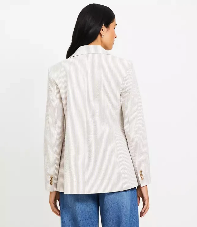 Petite Seersucker Fitted Blazer