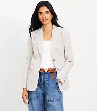 Petite Seersucker Fitted Blazer