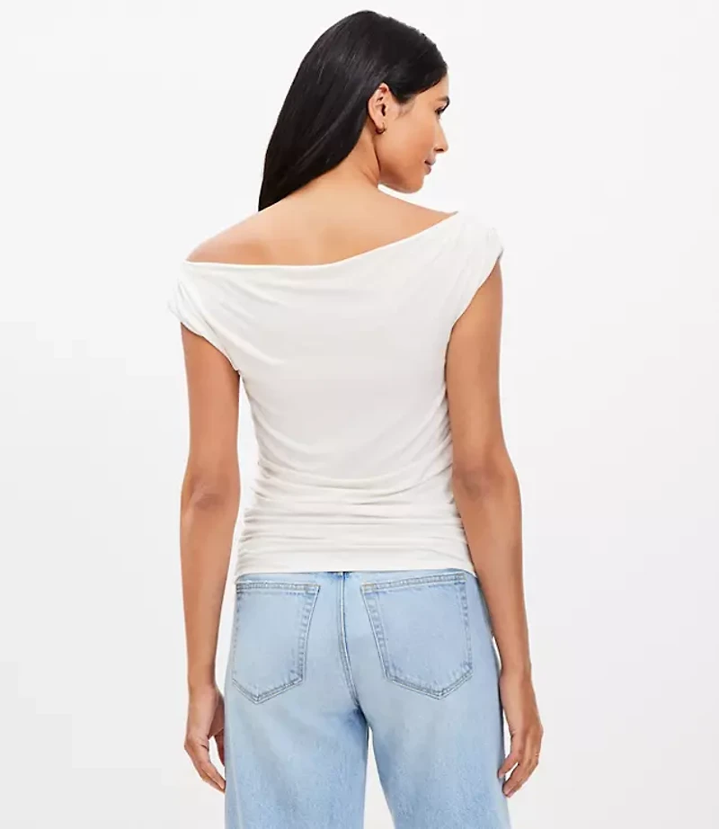 Petite Ruched One Shoulder Top