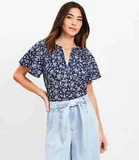 Petite Bandana Mixed Media Flutter Top