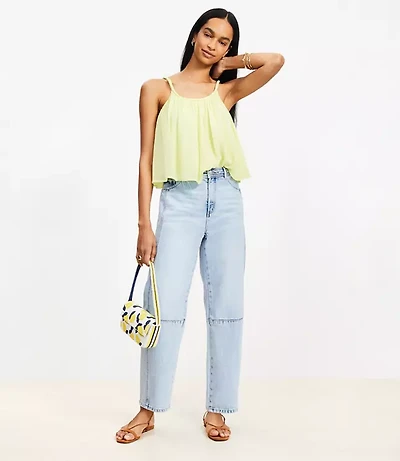 Petite High Rise Barrel Jeans in Light Wash Indigo