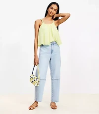 Petite High Rise Barrel Jeans in Light Wash Indigo