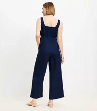 Linen Blend Square Neck Jumpsuit