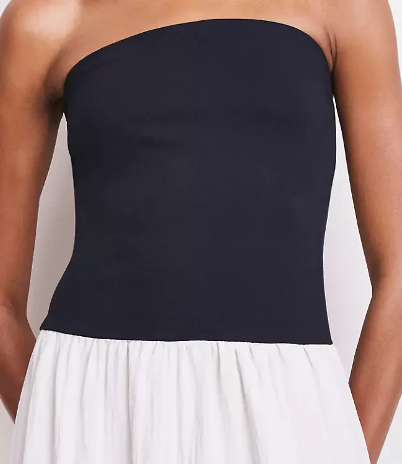 Petite LOFT Versa Strapless Mixed Media Maxi Dress