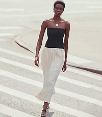 Petite LOFT Versa Strapless Mixed Media Maxi Dress