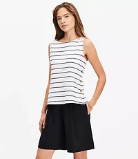 Petite Striped Side Button Tank Top