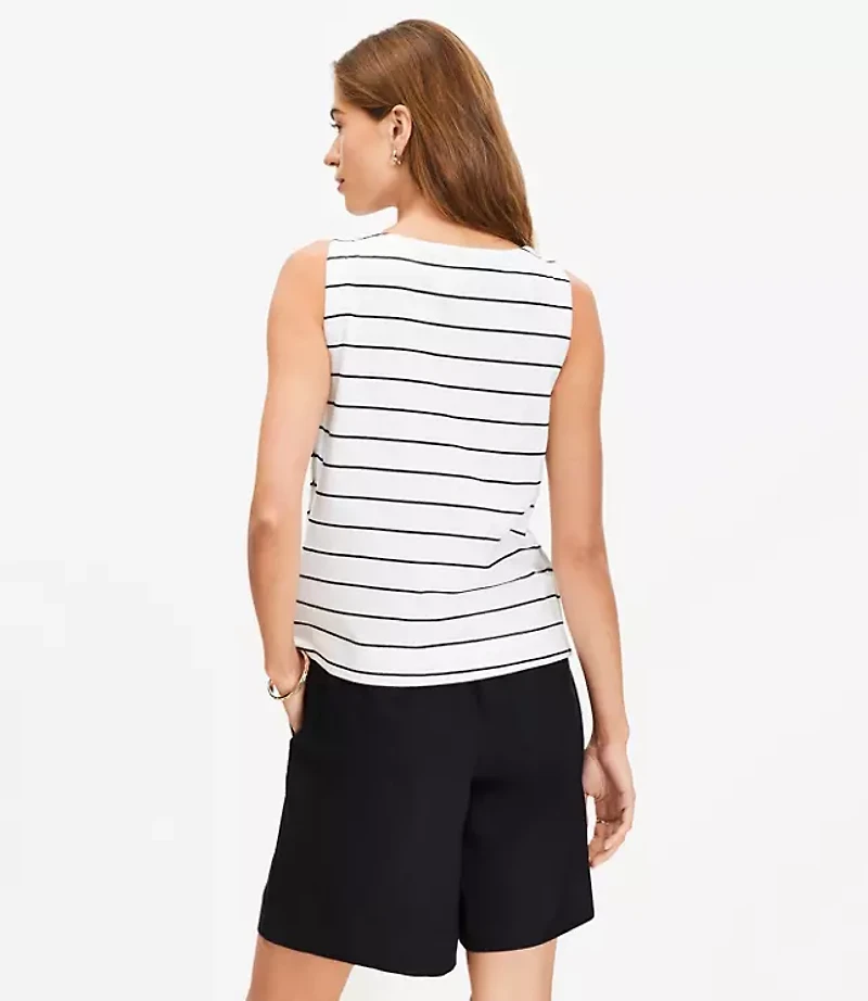 Petite Striped Side Button Tank Top