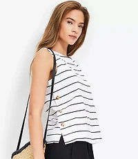 Petite Striped Side Button Tank Top
