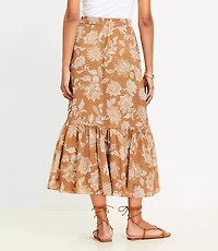 Petite Floral Ruffle Midi Skirt