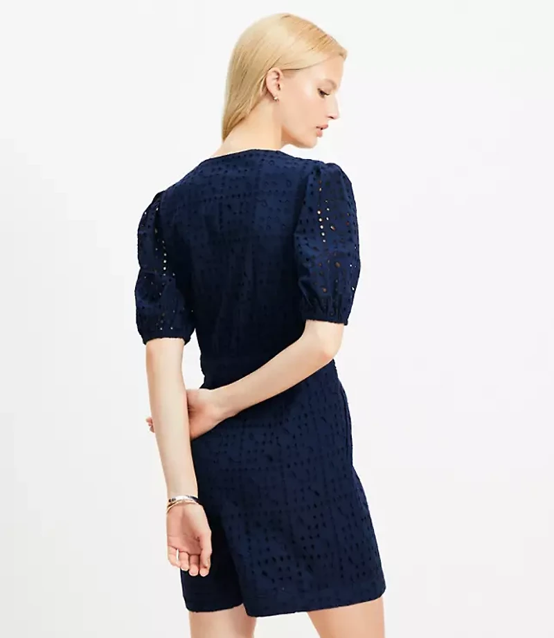 Petite Eyelet Puff Sleeve Romper