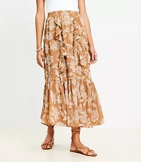 Floral Ruffle Midi Skirt