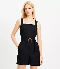 Belted Linen Blend Strappy Romper