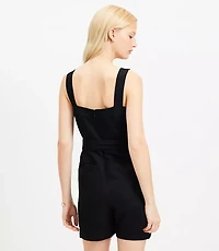 Belted Linen Blend Strappy Romper