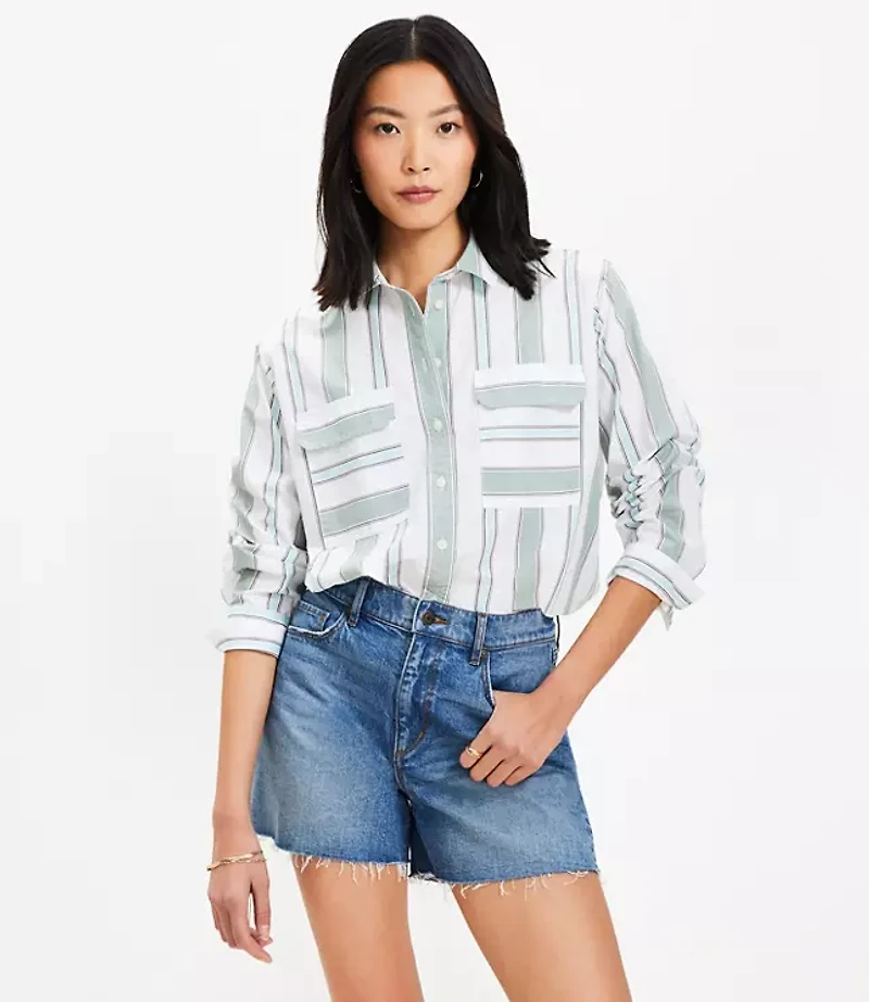 Striped Poplin Utility Everyday Shirt
