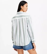 Striped Poplin Utility Everyday Shirt