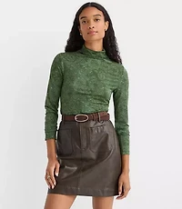 Lace Print Jersey Turtleneck Top