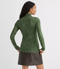Lace Print Jersey Turtleneck Top