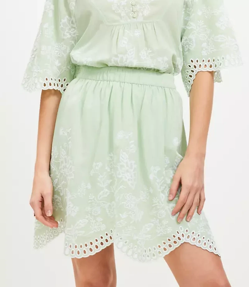 Petite Floral Eyelet Mini Skirt