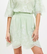 Petite Floral Eyelet Mini Skirt